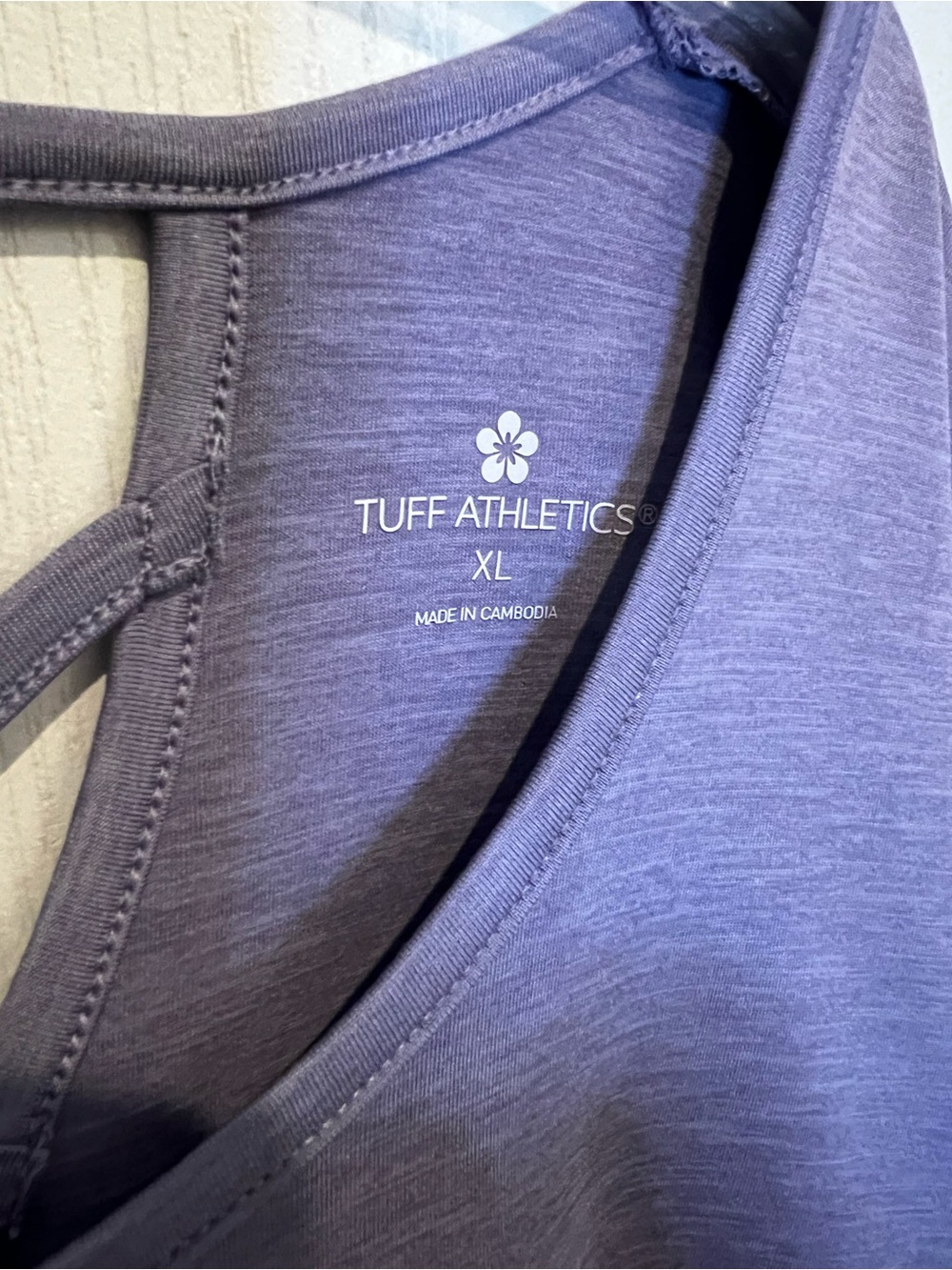 Tuff Athletics Lavender Short Sleeve Tee with Crisscross Back - Picture 3 of 3